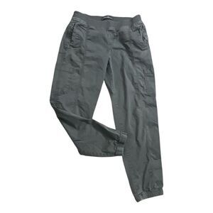 Eddie Bauer Women Green Cargo Pants 6 Cinch Bottom Ankle Cropped Elastic-waist